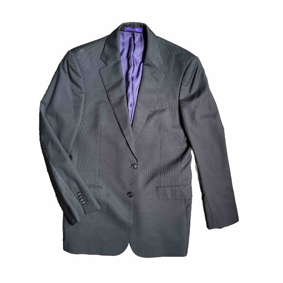 TALLIA Mens Sport Coat Black Pinstripe‎ Black 100% Wool Jacket 40R Wedding - Picture 1 of 7